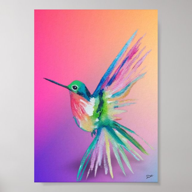 Póster Poster de lienzo Premium Hummingbird Rainbow Hummi (Frente)