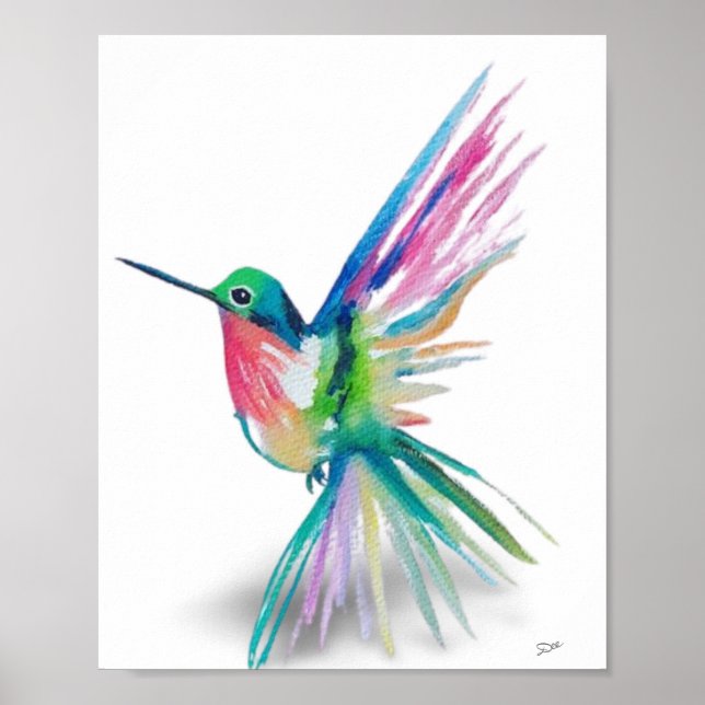 Póster Poster de lienzo Premium Hummingbird Rainbow Hummi (Frente)