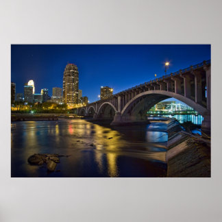 Póster Poster de línea aérea de Minneapolis Skyline