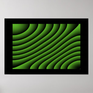 Póster Poster de líneas de onda verde hipnóticas
