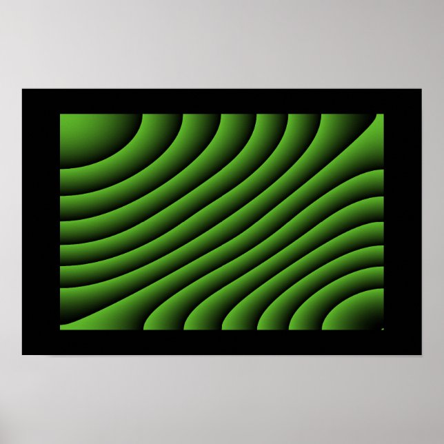 Póster Poster de líneas de onda verde hipnóticas (Frente)