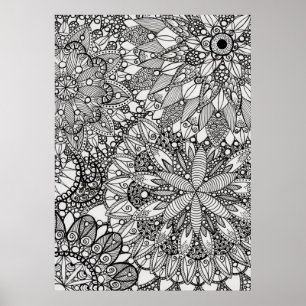 Póster Poster de líneas de patrón Zen de Mandala