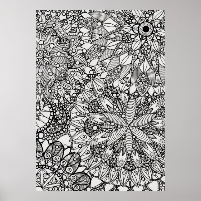 Póster Poster de líneas de patrón Zen de Mandala (Frente)