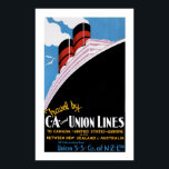 Póster Poster de líneas de unión Art Deco<br><div class="desc">Poster publicitario de vintage ocean liner que promueve viajes en la Union Steam Ship Company de Nueva Zelanda.</div>