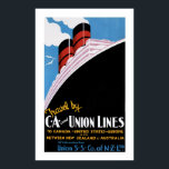 Póster Poster de líneas de unión Art Deco<br><div class="desc">Poster publicitario de vintage ocean liner que promueve viajes en la Union Steam Ship Company de Nueva Zelanda.</div>