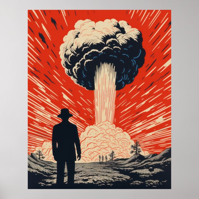 Póster Poster de Linocut de época - Hombre elegante en tr (Frente)