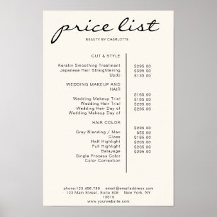 Póster Poster de lista de precios Simpel moderno