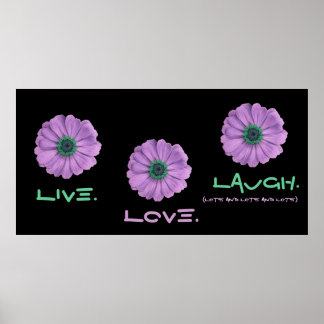 Póster Poster de Live Love Laugh - Daisises morados y ver