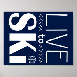 Póster Poster de Live to Ski (básico) - azul marino