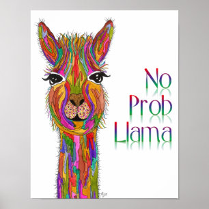 Póster Poster de Llama Cuta y Colorida 11x14"