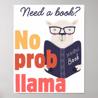 Póster poster de llama de biblioteca