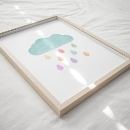 Póster Poster de lluvia y nubes pastel
