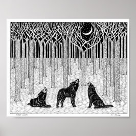 Póster Poster de lobos forestales
