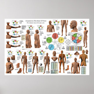 Póster Poster de localización de puntos del meridiano de 