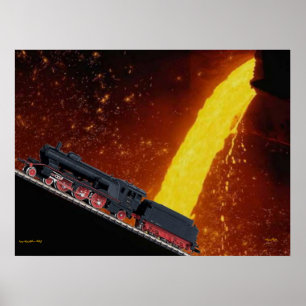 Póster Poster de locomotora de trenes Express