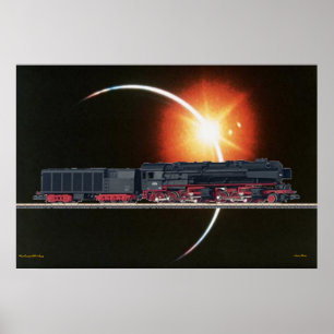 Póster Poster de locomotora de vapor