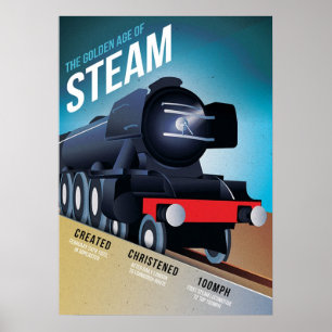 Póster Poster de Locomotora de Vintage British Steam