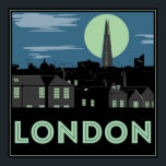 Póster Poster de Londres estilo Art Deco<br><div class="desc">Un poster de inspiración Art Déco con un moderno perfil londinense.</div>