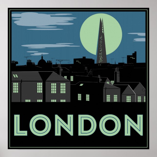Póster Poster de Londres estilo Art Deco (Frente)