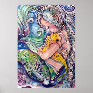 Póster Poster de los abrazos de caballos del mar