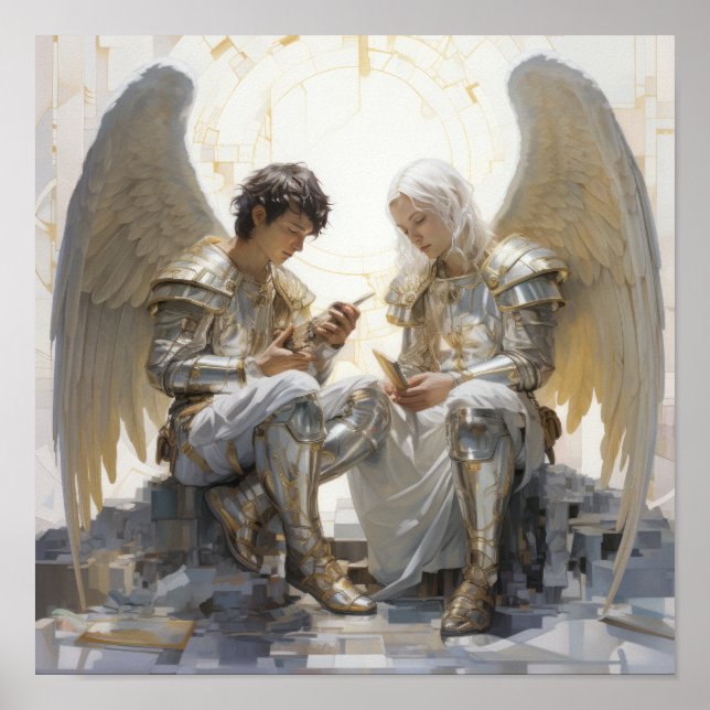 Póster Poster de los ángeles celestiales - Hermoso y Sere (Frente)