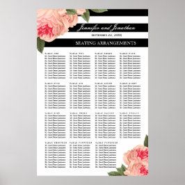 Póster Poster de los asientos de peonies y Stripes