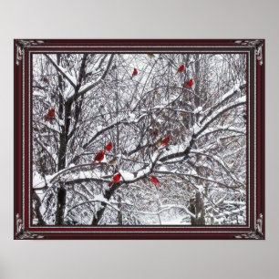 Póster Poster de los cardenales del invierno