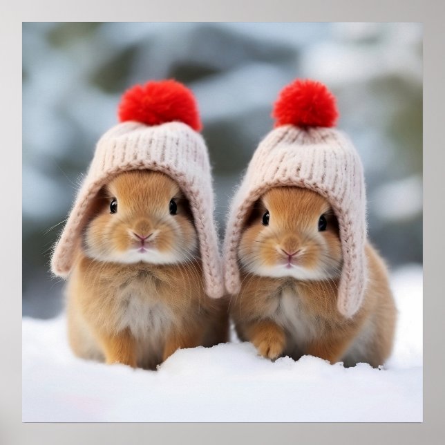Póster Poster de los conejitos de nieve (Frente)