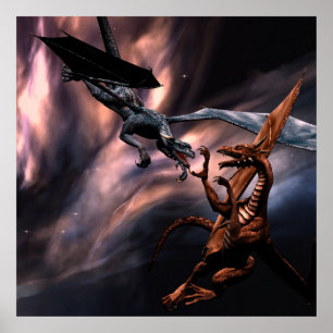 Póster Poster de los dragones de lucha