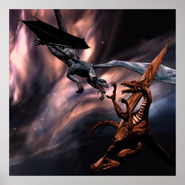 Póster Poster de los dragones de lucha (Frente)