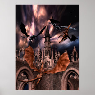 Póster Poster de los dragones que lucha