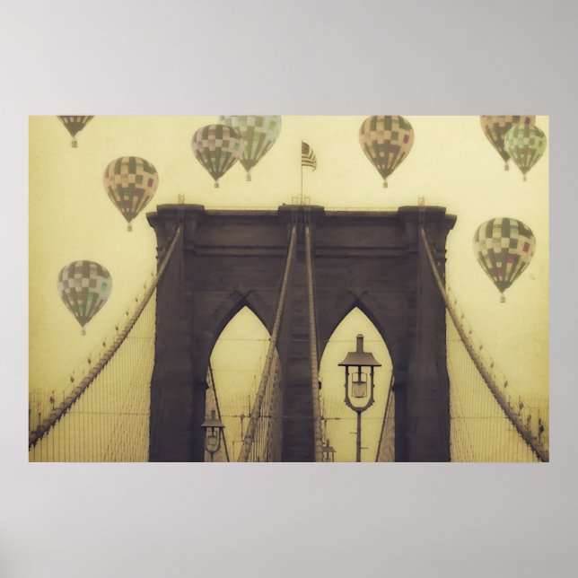 Póster Poster de los globos aerostáticos Brooklyn Bridge  (Frente)