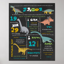 Póster Poster de los Hitos de Cumpleaños - Dinosaurios