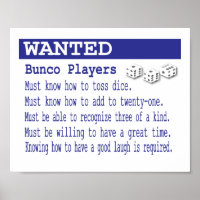 Poster De Los Jugadores De Bunco Deseados