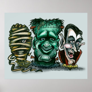 Póster Poster de los monstruos de películas de terror