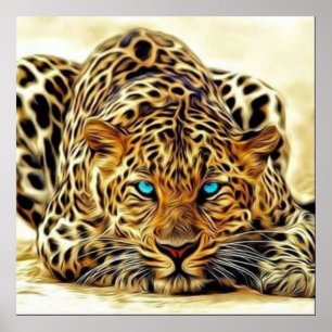 Póster Poster de los ojos azules del leopardo de tendenci