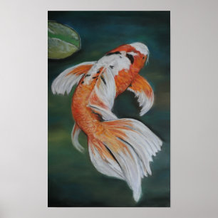 Póster Poster de los pescados de Koi de la mariposa