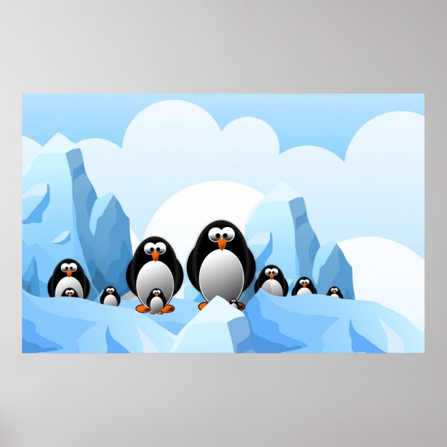 Póster Poster de los pingüinos de invierno (Frente)
