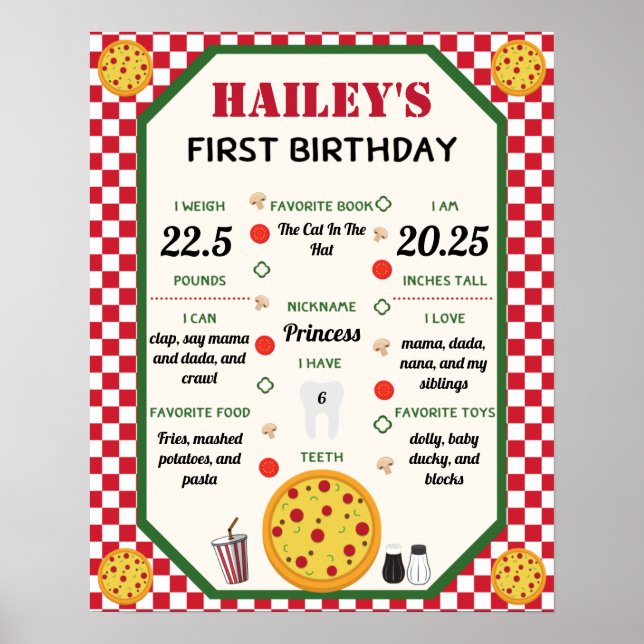 Póster Poster de los primeros cumpleaños de bebé con temá (Frente)
