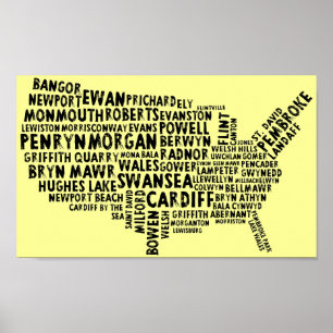 Póster Poster de los topónimos Galés del americano