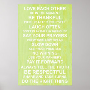 Póster Poster de los valores familiares