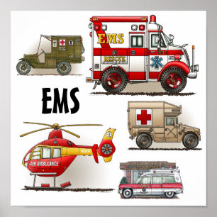 Póster Poster de los vehículos de la ambulancia el ccsme