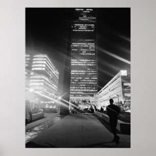 Póster Poster de luces de la ciudad blanca y negra