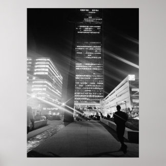 Póster Poster de luces de la ciudad blanca y negra