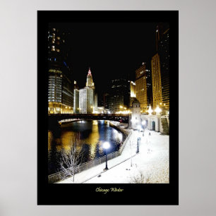 Póster Poster de lujo del invierno de Chicago