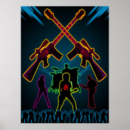 Póster Poster de luz negra de guitarra agredida