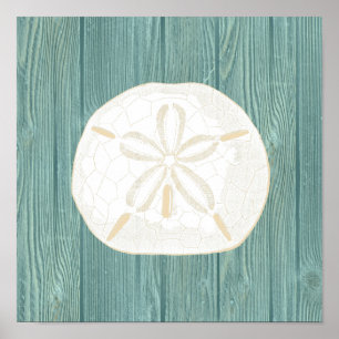 Póster Poster de madera de la playa de la aguamarina del