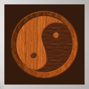 Póster Poster de madera de Yin Yang