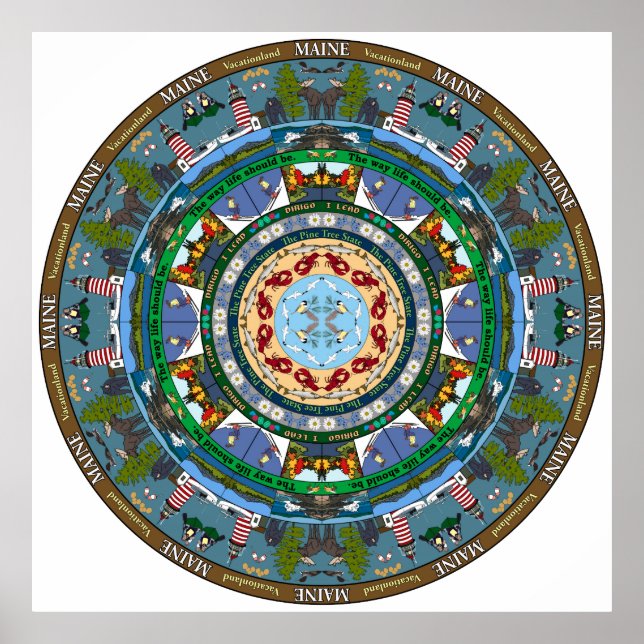 Póster Poster de Mandala del estado de Maine (Frente)