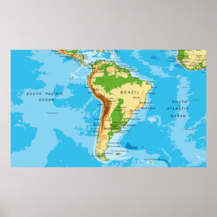 Póster Poster de Mapa de América del Sur